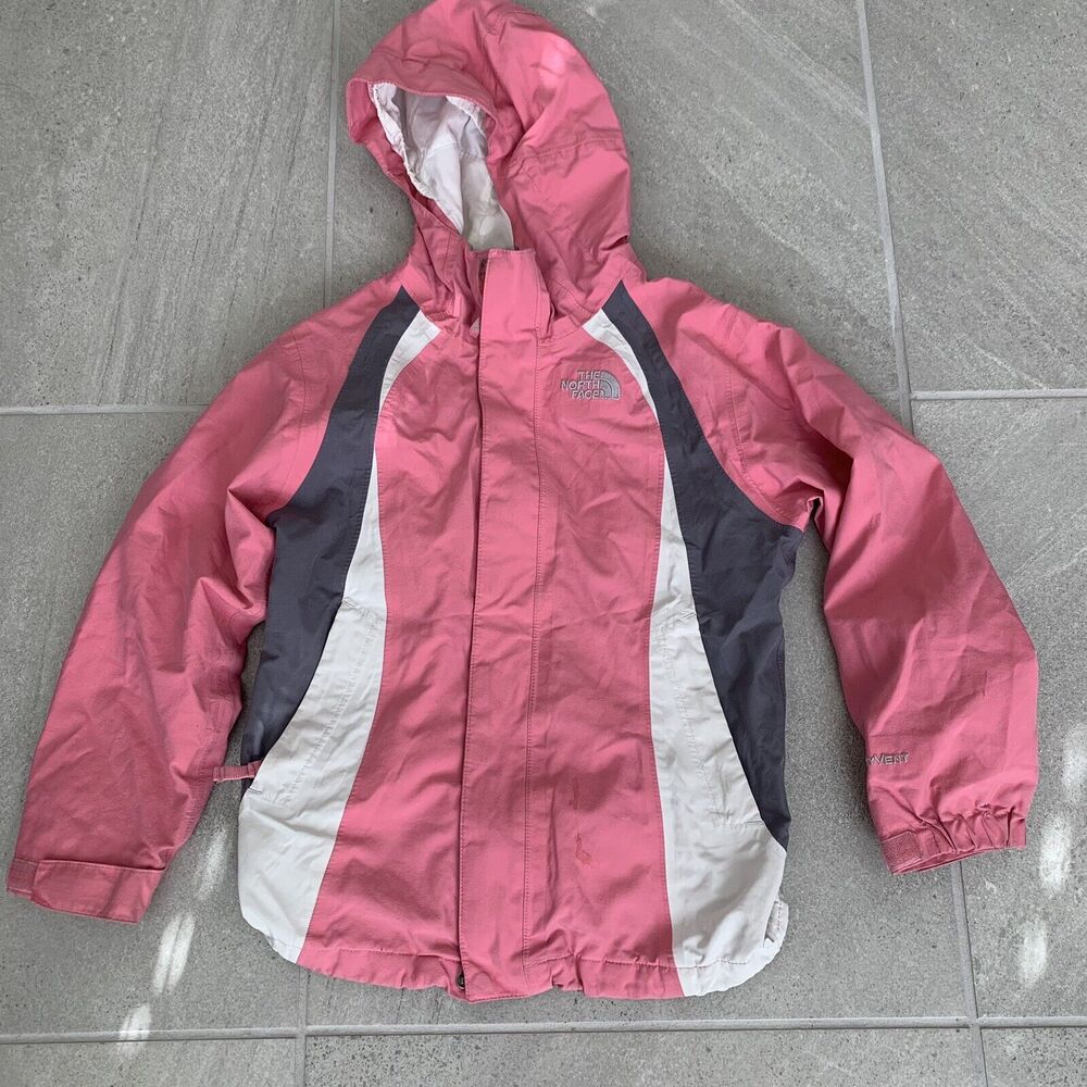 Girls Medium Pink North Face Hooded Jacket
